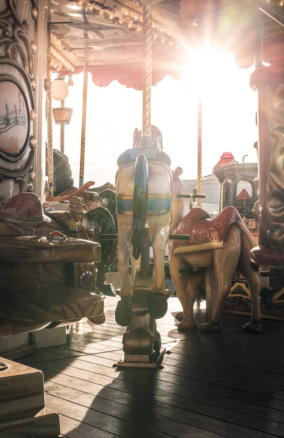 Carousel in amusement park stock photography
