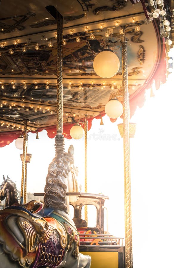Carousel in amusement park royalty free stock photography