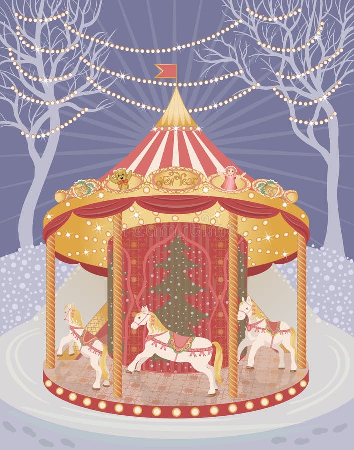 Carousel with Christmas horses