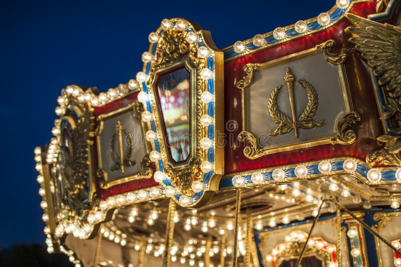 Carousel detail - colorful awning stock image