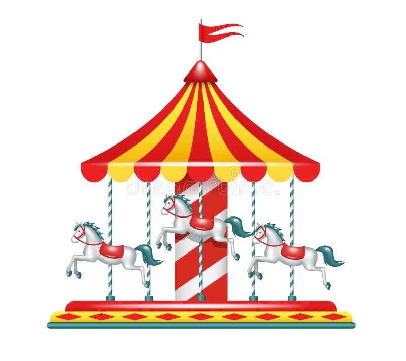 Carousel. Merry go round. Vector clipart isolated on white background royalty free illustration