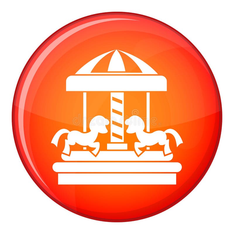 Carousel с значком лошадей, плоским стилем иллюстрация вектора Carousel с значком лошадей, плоским стилем иллюстрация вектора