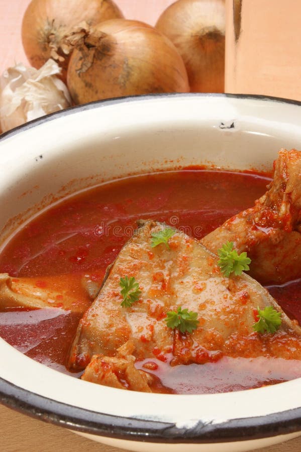 Carp Fish Soup in an Enamel Bowl Stock Photo Image of pepper, carp