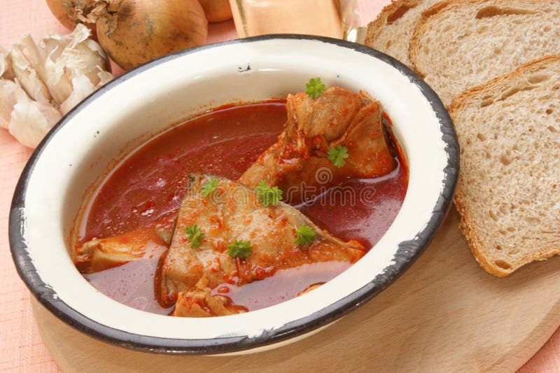 Carp Fish Soup in an Enamel Bowl Stock Image Image of meat, fish