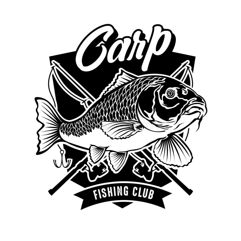 Carp fishing logo design in hang drawn style