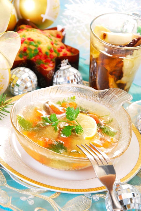 Carp in jelly with carrot for christmas royalty free stock images