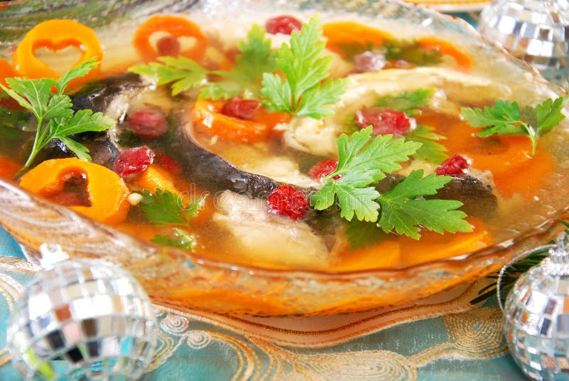 Carp in jelly for christmas royalty free stock images