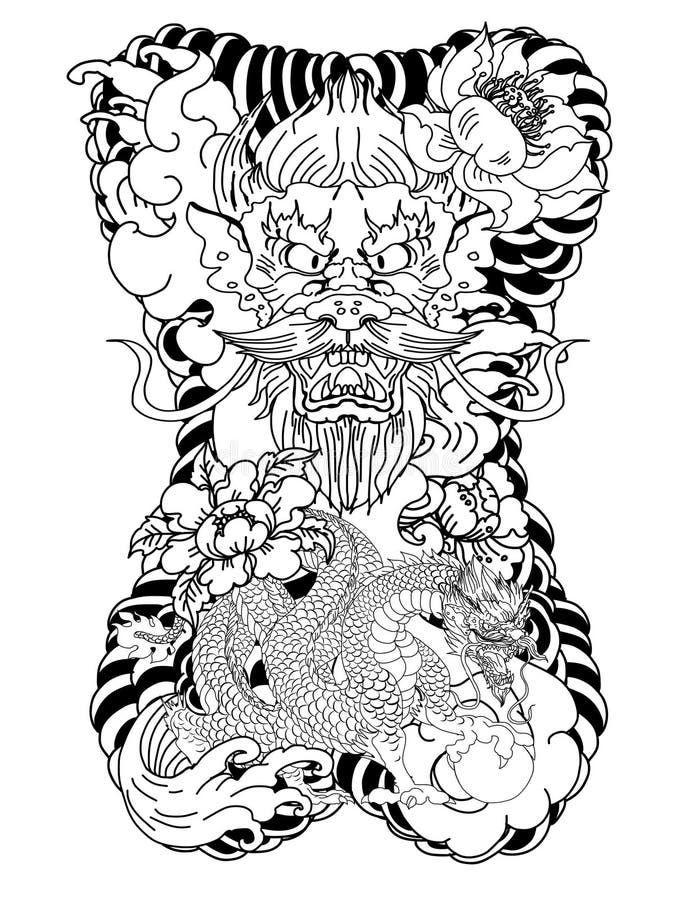 Line Thai Fire Design for Tattoo.Japanese Fire for Tattoo Background ...