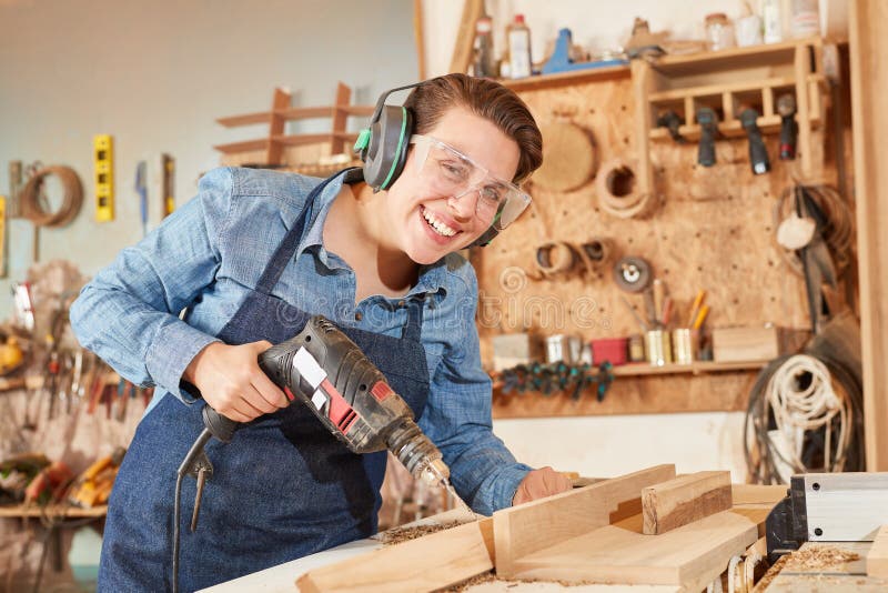Carpenter Apprentice with Hand Drill Stock Image Image of labor