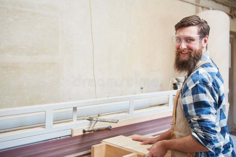 Carpenter Apprentice at the Grinding Machine Stock Image Image of