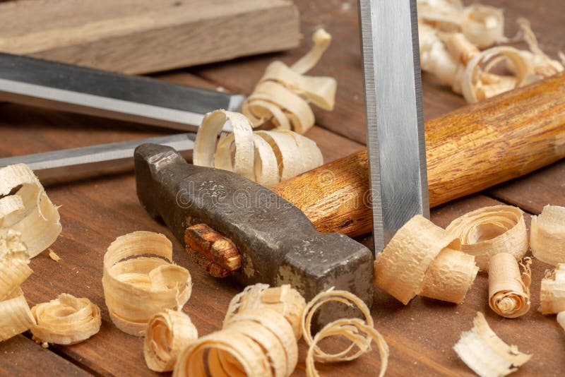 Carpenter Cabinet Maker Hand Tools On The Workbench Stock Image