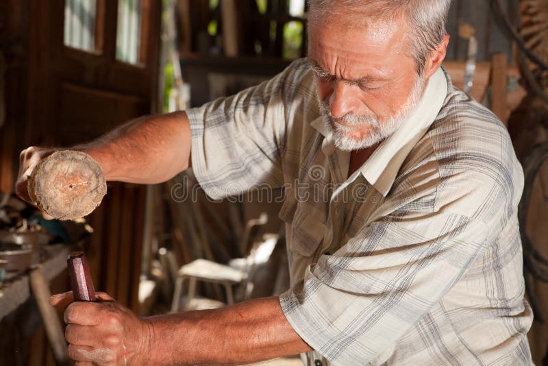 Carpenter and hammer royalty free stock images