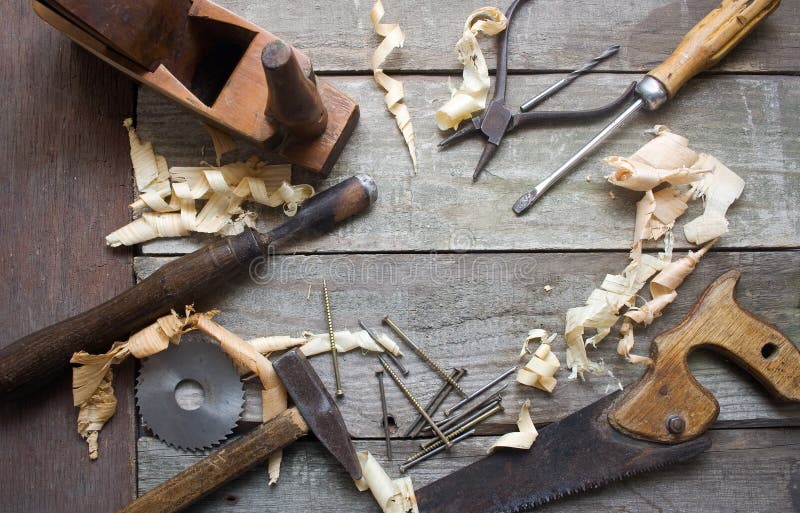 Carpenter Table Upper View. Stock Photo - Image of antique, renovation