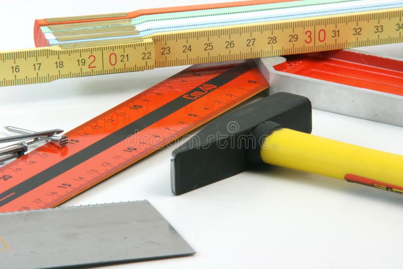Carpenter tools closeup stock images