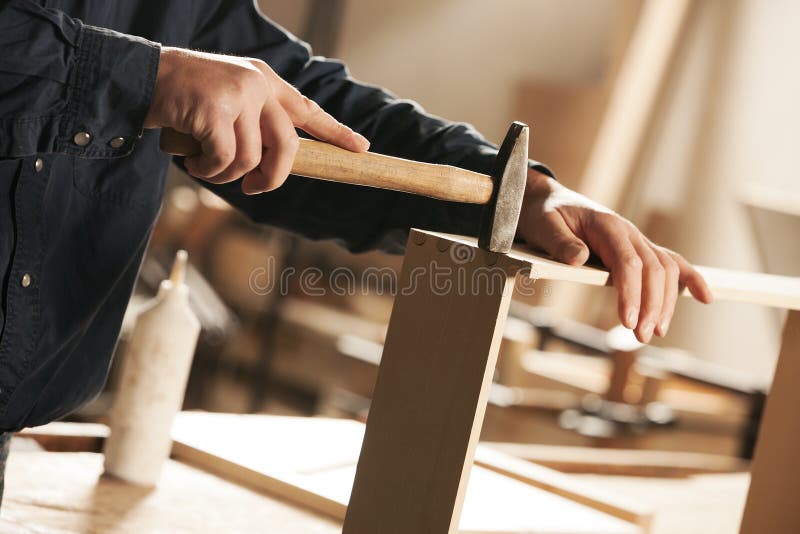 Carpenter at work stock photos