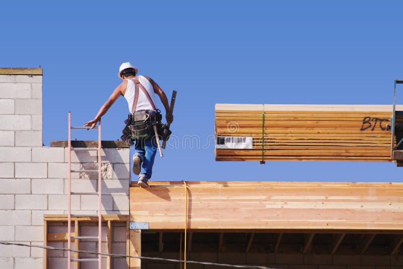 Carpenter Working Diligently stock photo