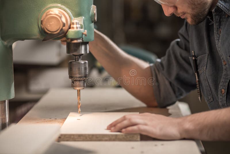 Carpenter working with precision royalty free stock images