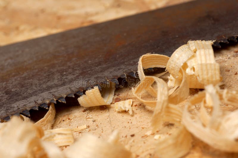 Carpenter Working. Saw Blade and Sawdust Shot on Grainy Pine Stock Image Image of lumber, dust