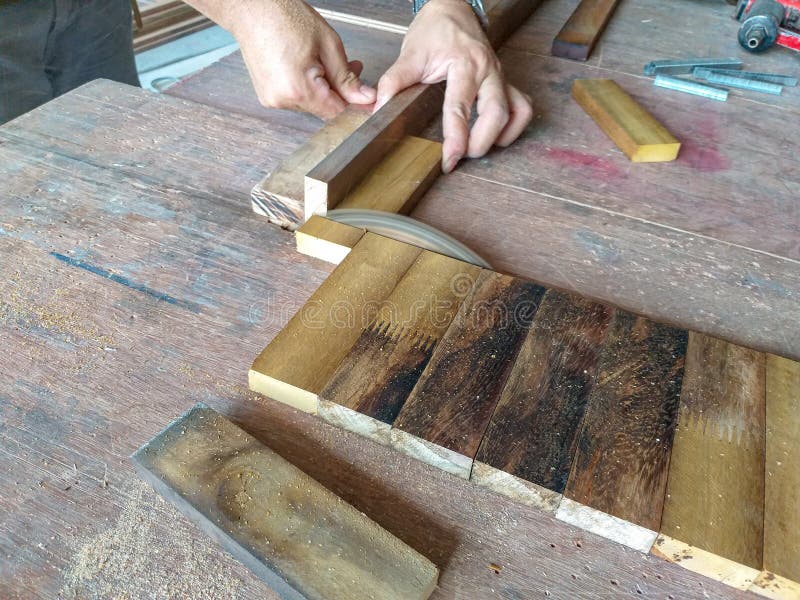 Carpenter Working Wood Cutter Stock Image Image of nailer, black