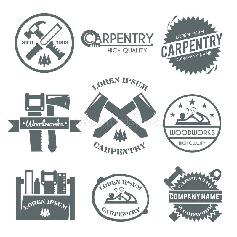 Carpentry Label Set stock vector. Illustration of isolated ...
