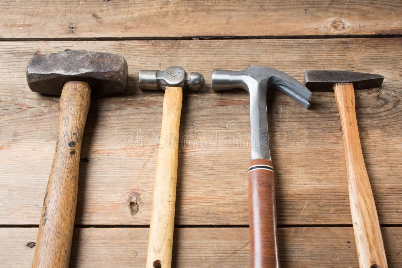 Carpentry Tools on Wood Table Stock Photo Image of nail, power 45546224