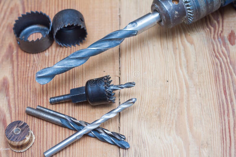Carpentry Tools on a Wooden Table Top Stock Image Image of renovation
