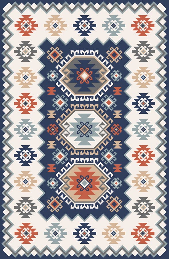 Carpet and bathmat Boho Style ethnic design pattern with distressed texture and effect vector illustration