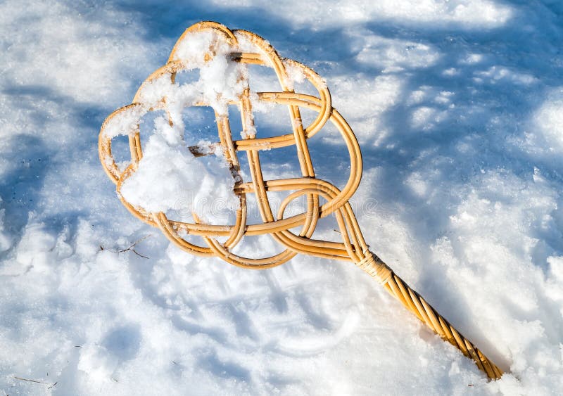 Carpet Beater Over Snow for Winter Cleaning Stock Photo Image of