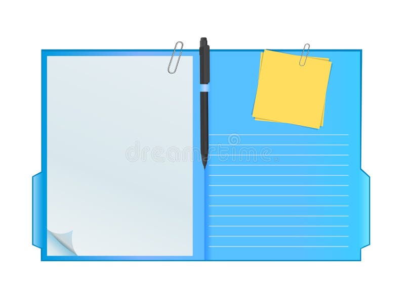 Vector illustration of clipboard folder with pen, post it and paper sheets, useful as template. Vector illustration of clipboard folder with pen, post it and paper sheets, useful as template