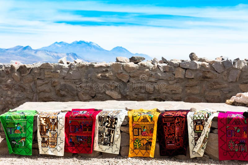 Colourful carpet exhibition in the Andes, Peru. Motley carpets stock images, royalty-free photos and pictures