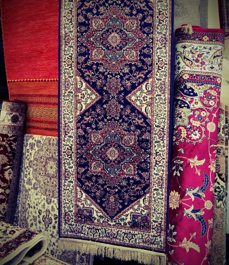 Carpets for Sale in the Fabric Market Stock Image Image of arab