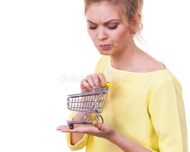Download Carrello Della Tenuta Della Donna Immagine Stock - Immagine di cestino, deposito: 117981943