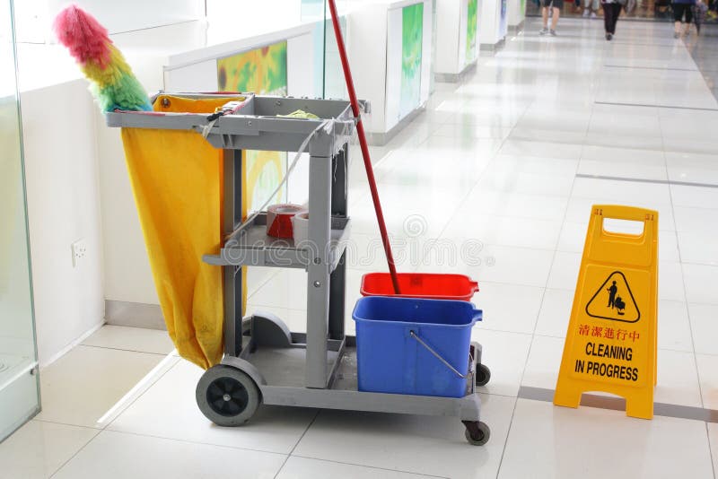 Cleaning Cart at Shopping Mall. Cleaning Cart at Shopping Mall