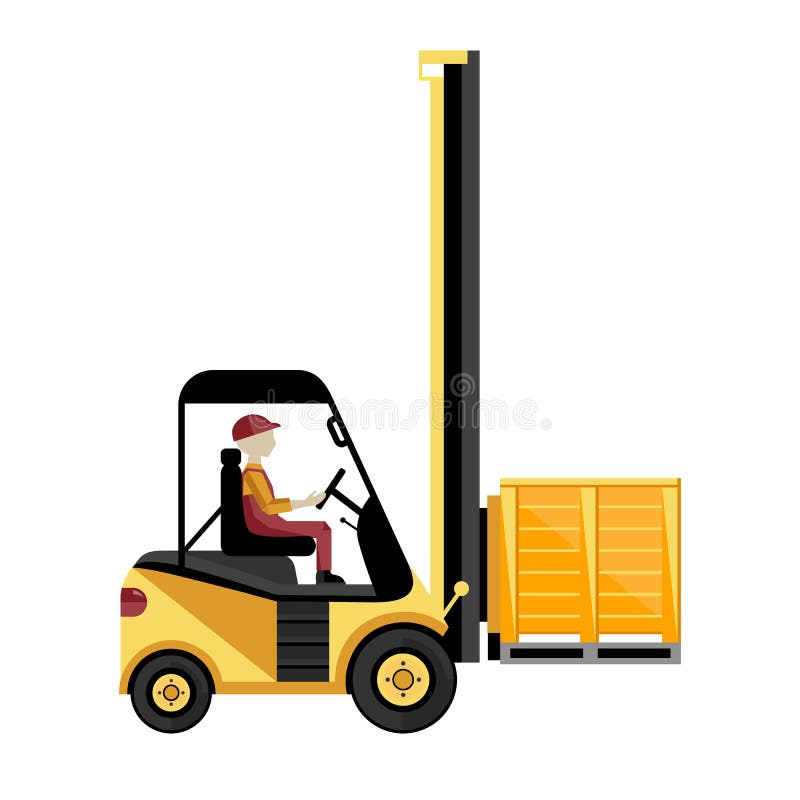 Carretilla Elevadora Con Cajas En La Plataforma Ilustración del Vector Ilustración de forklift, 76590118