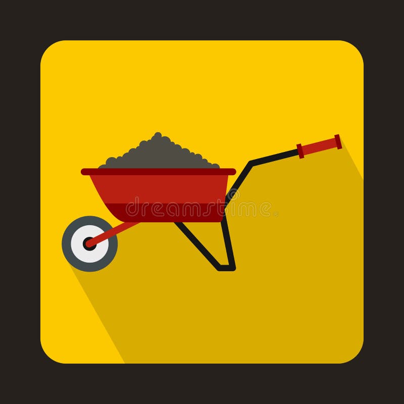 Carretilla roja cargada con el icono del suelo stock de ilustración Carretilla roja cargada con el icono del suelo stock de ilustración