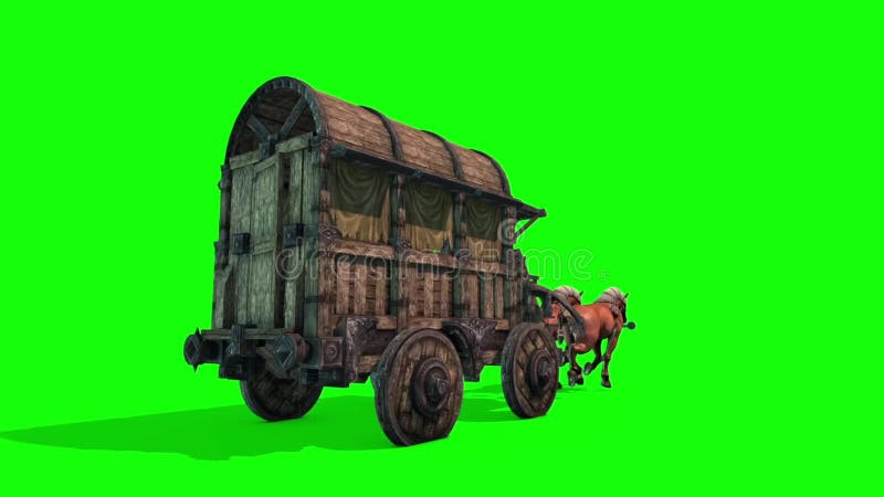 Carriage Horses Run Green Screen 3D Rendering Animing Arkivfilmer ...