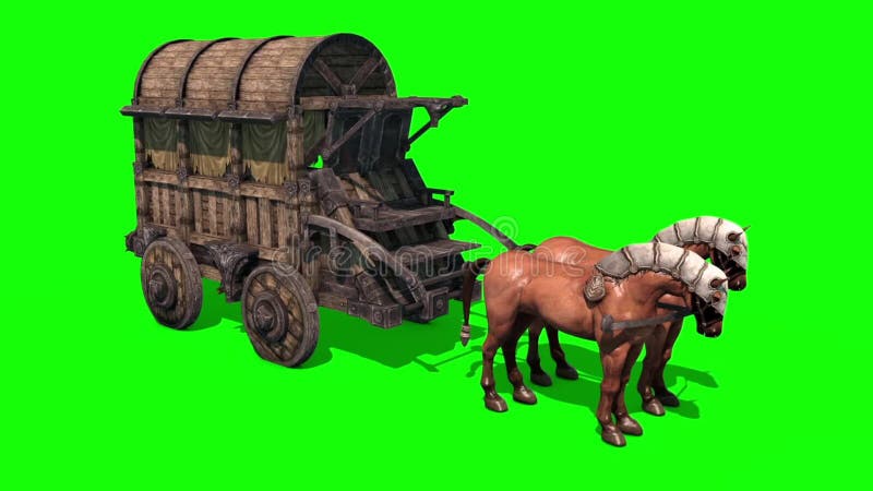 Carriage Horses Top Green Screen 3D Rendering Animation Stock Footage ...