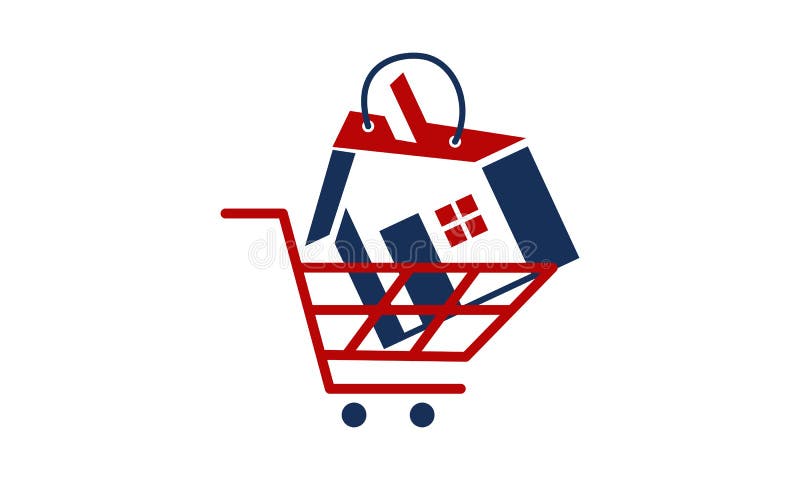 Carrinho de compras de Real Estate ilustração stock Carrinho de compras de Real Estate ilustração stock