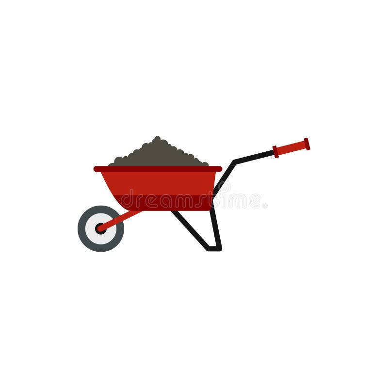 Carrinho de mão do jardim com ícone da terra, estilo liso ilustração do vetor Carrinho de mão do jardim com ícone da terra, estilo liso ilustração do vetor