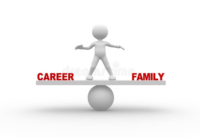 3d people - man, person in balance. Career or family. 3d people - man, person in balance. Career or family