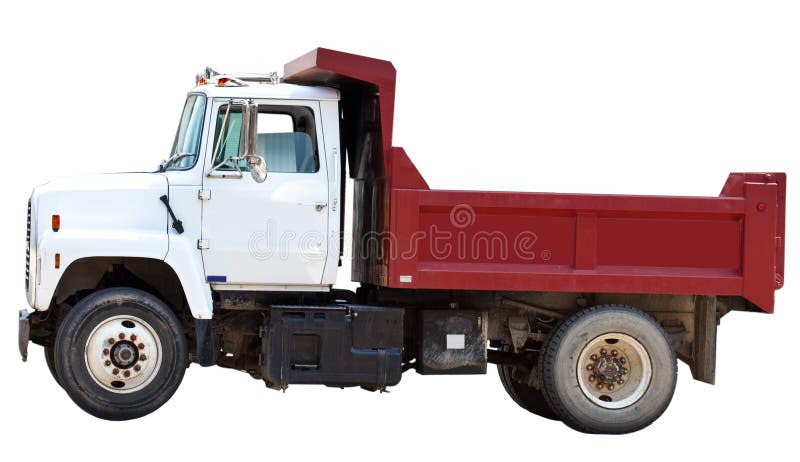Red contruction truck isolated on white background. Red contruction truck isolated on white background