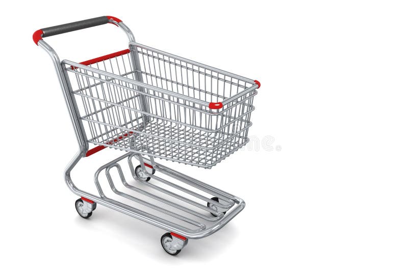 Photo - realistic Shopping cart icon rendered on white background with soft shadows. Photo - realistic Shopping cart icon rendered on white background with soft shadows