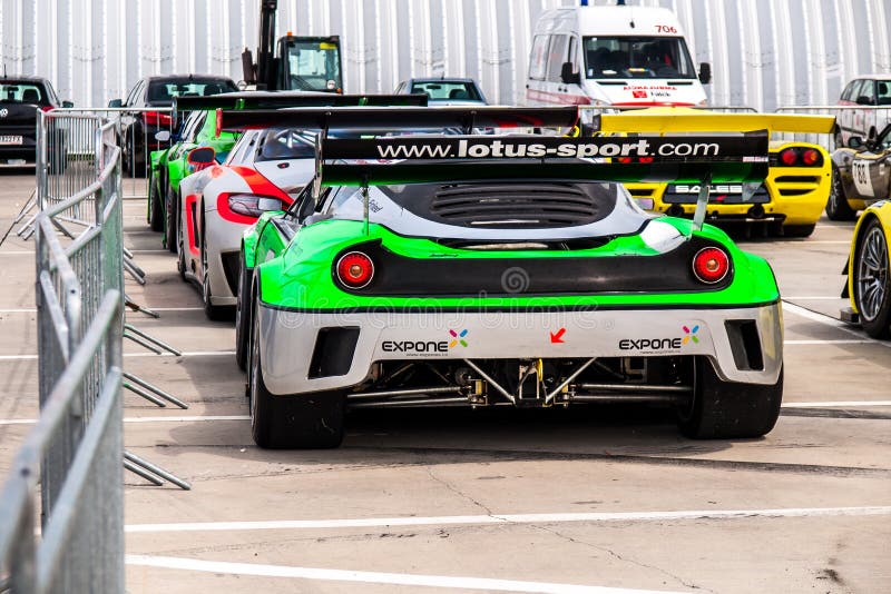 Carro de corridas de Lotus Evora imagem de stock Carro de corridas de Lotus Evora imagem de stock