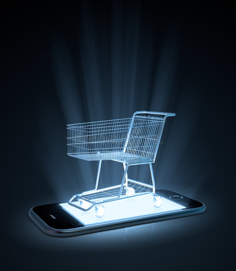 Carro de la compra en un teléfono elegante libre illustration