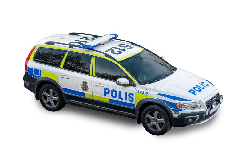 Carro de polícia sueco foto de stock Carro de polícia sueco foto de stock