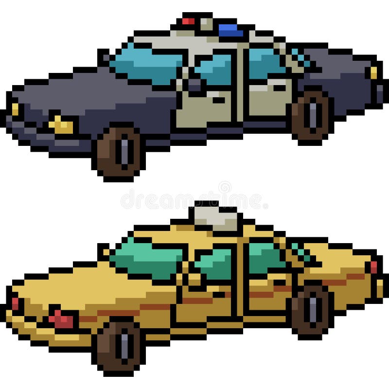 Pixels de carros de polícia de 8 bits para ativos de jogos e