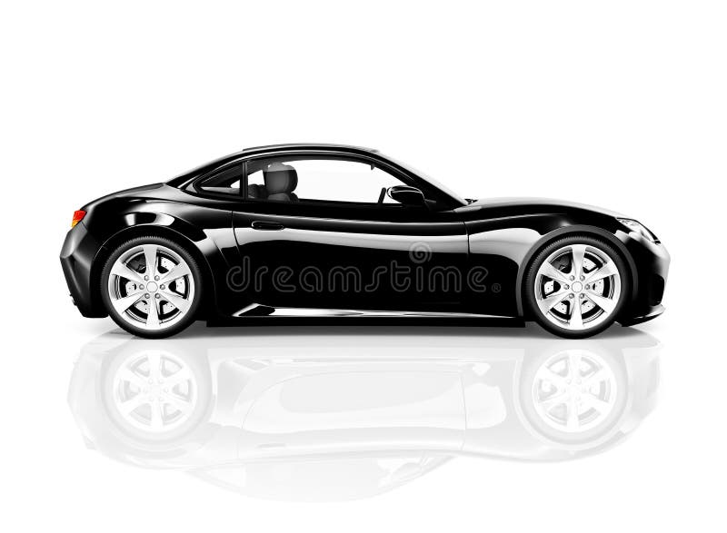 3D Black Sport Car on White Background. 3D Black Sport Car on White Background.