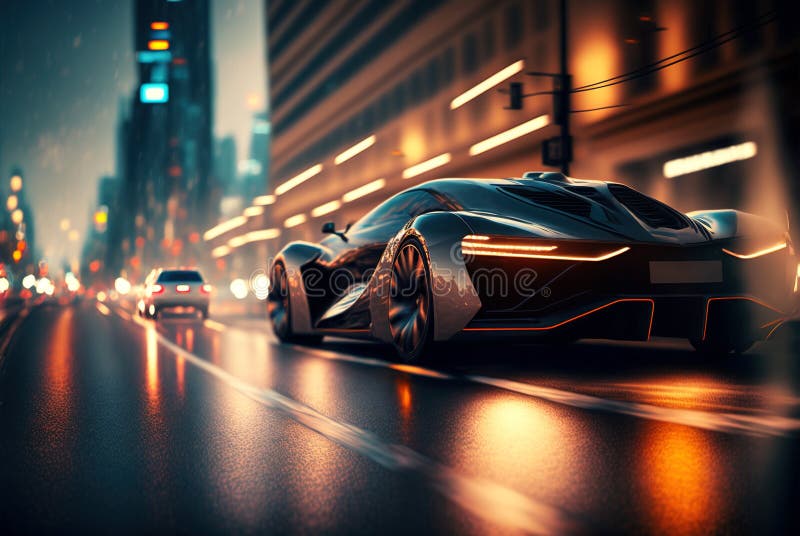 Fundo Corridas De Carros Futuristas Pelas Ruas Urbanas Conceito De