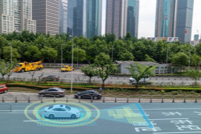 Carro Driverless automotivo esperto de Iot com a liga da inteligência artificial com tecnologia de aprendizagem profunda o auto q fotografia de stock Carro Driverless automotivo esperto de Iot com a liga da inteligência artificial com tecnologia de aprendizagem profunda o auto q fotografia de stock