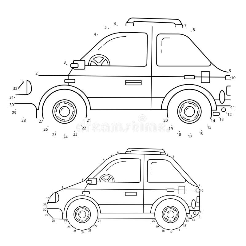 Jogo de Puzzle Educacional para crianças: jogo de números. Carro de  ambulância. Desenho da página de